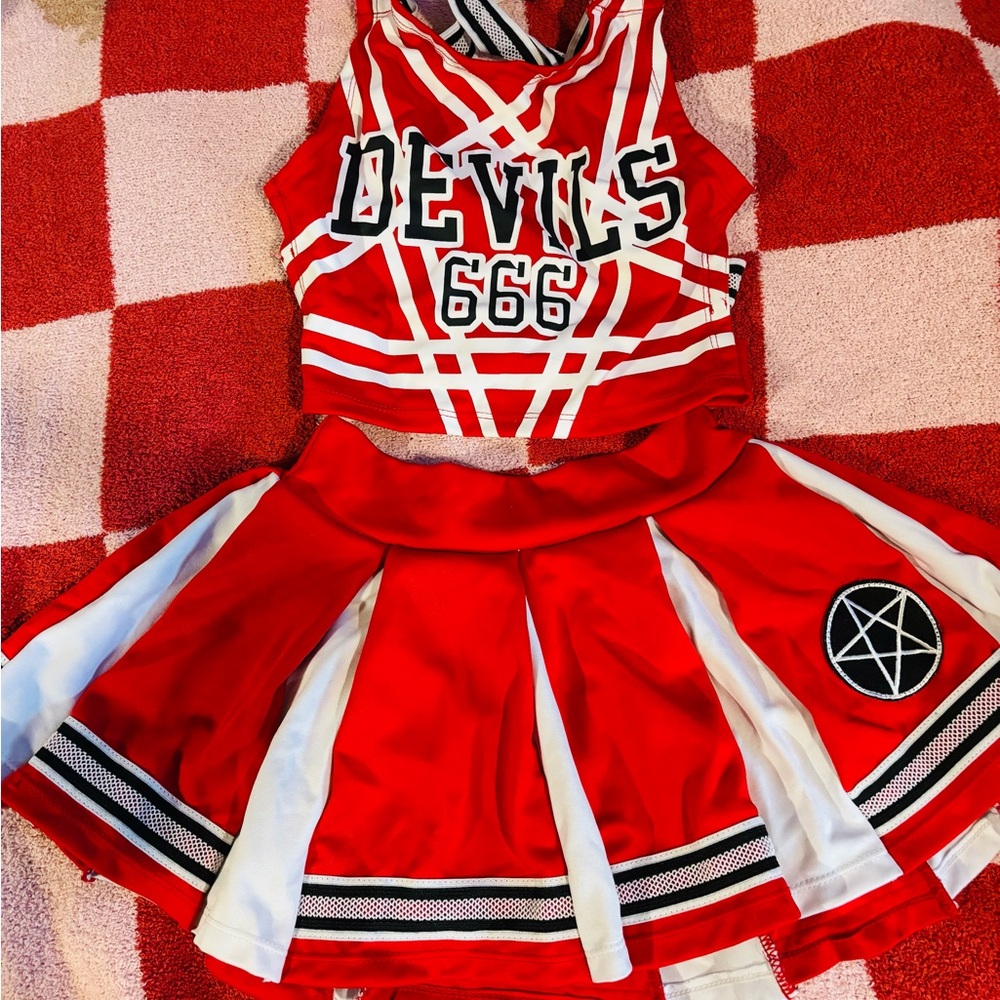 Dolls Kill Red and White Halloween Cheerleader Intimates